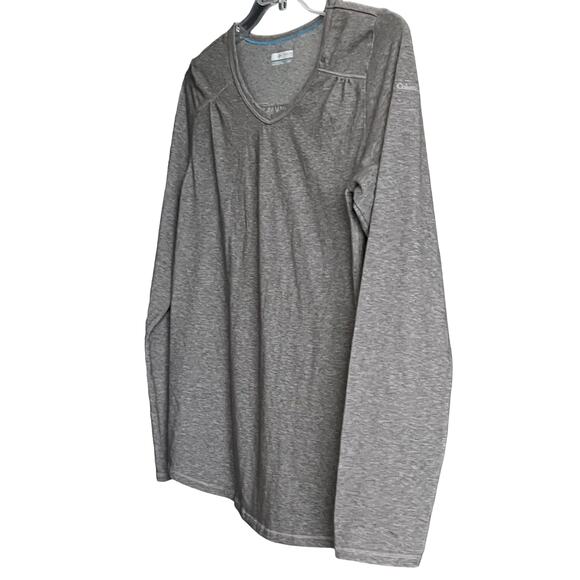 COLUMBIA LONG SLEEVE PULL-OVER KNIT TOP, WOMENS, L, HEATHER GREY, V-NECKLINE - Picture 2 of 10
